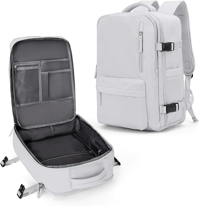 VECAVE Carry On Backpack for Women, Airline Approved Personal Item Large Travel Backpack Flight Approved, Waterproof Laptop Bag Business Work Gym Backpacks Men Grey Mochila De Viaje