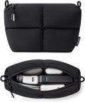 Comfyable Puffy Electronics Organizer Travel Case, Cute Tech Pouch for Women Men, Cable Storage Bag for Charger, Phone, Power Bank, Cord, Compact Tech Accessories Pouch, Black