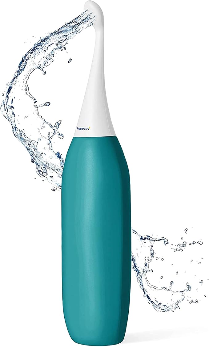 HappyPo The Original XL Butt Shower - Portable Bidet with 50% More Volume - The Easy-Bidet 2.0 Replaces Wet Wipes and Shower Toilet - Portable Bum Spray for Travel - Turquoise