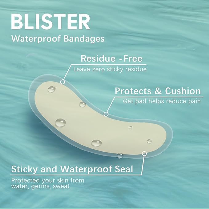 Welnove Gel Blister Bandages for Feet - 30ct Blister Cushion for Heel, Toe - Water-Resistant Hydrocolloid Bandages - Blister Pads for Prevention & Recovery (Spot Pack)