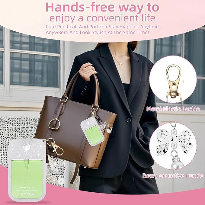 Silicone Case Compatible with Touchland Hand Sanitizer Spray Mist 1 oz with Bow Keychain