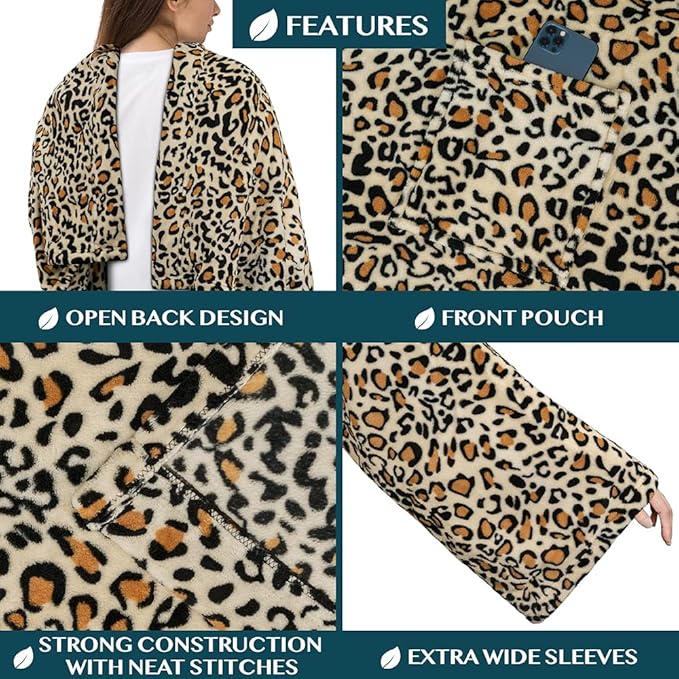 PAVILIA Wearable Blanket with Sleeves for Adult Women Men, Cozy Fleece Warm Wrap Throw with Arms, Gifts for Christmas, Wife