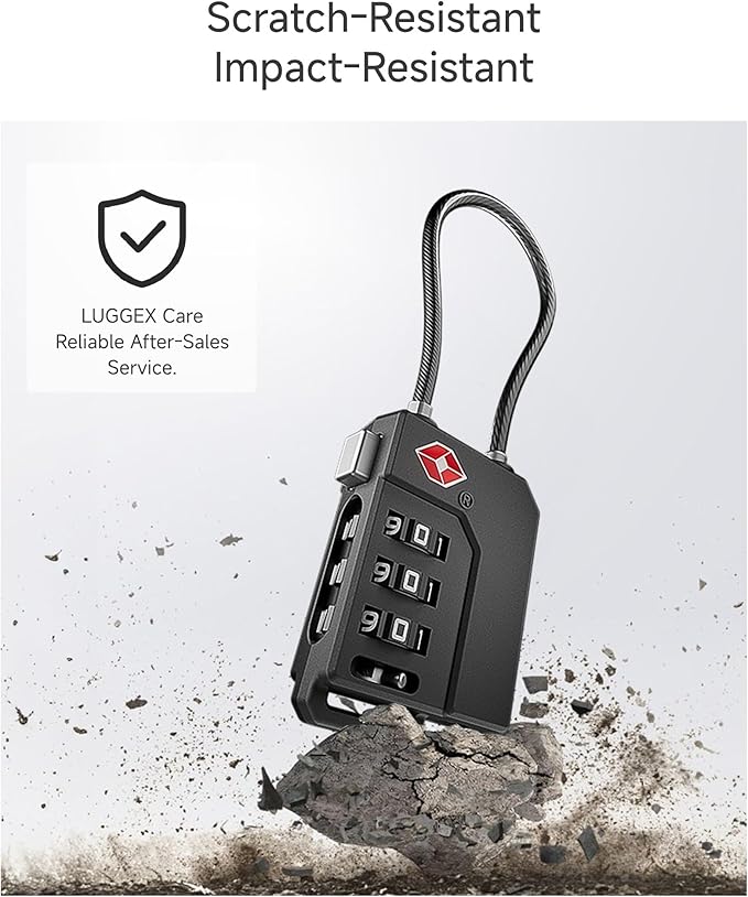 LUGGEX TSA Locks for Luggage, Suitcase Locks TSA Approved, Luggage Locks, Ease of Use & Durable(Black,4 Pack)