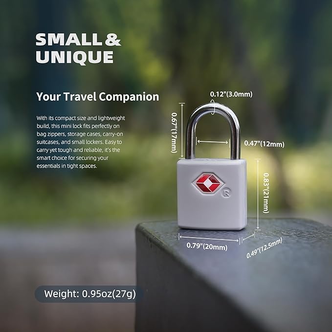 Luggage Locks TSA Approved 4 Pack, TSA Locks for Luggage International Travel Essentials, Small Padlock with Key, Keyed Alike Mini Padlock for Suitcase, Backpack, Bag, Zipper, Case, Box