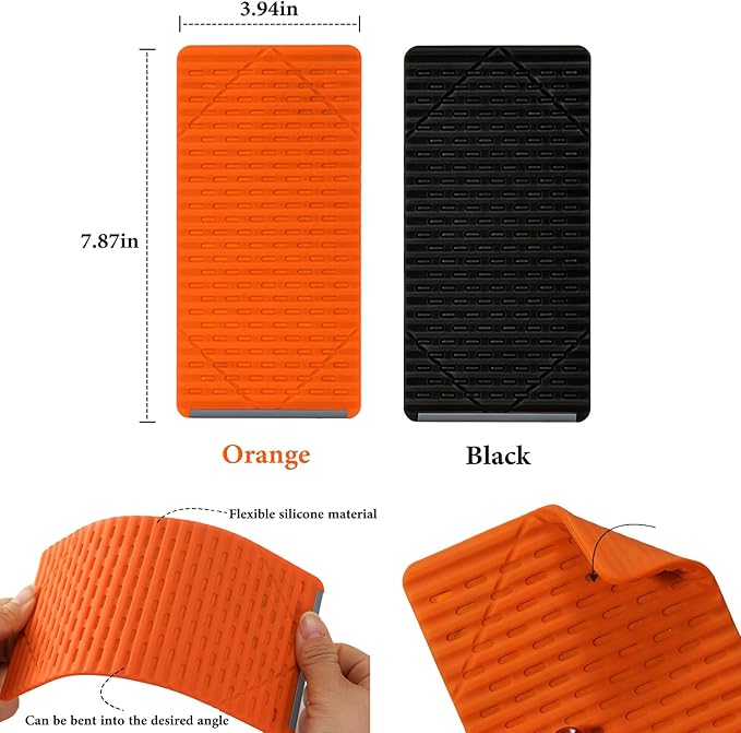Universal Flexible Silicone Phone Holder Stand - Multi-Angle Foldable Tablet Holder & Laptop Riser - Portable Travel Essentials for Airplane, Office & Home - Non-Slip, Heat Dissipation Design,Orange