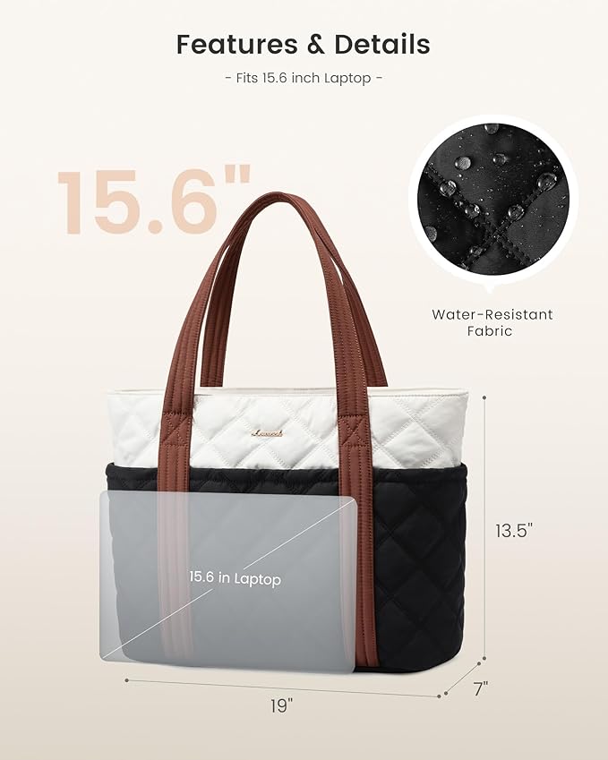 LOVEVOOK Puffer Tote Bag for Women, Puffy Work Handbag with Cup Holder, Travel Carry On Bag with Zipper for Teacher Nurse Gym