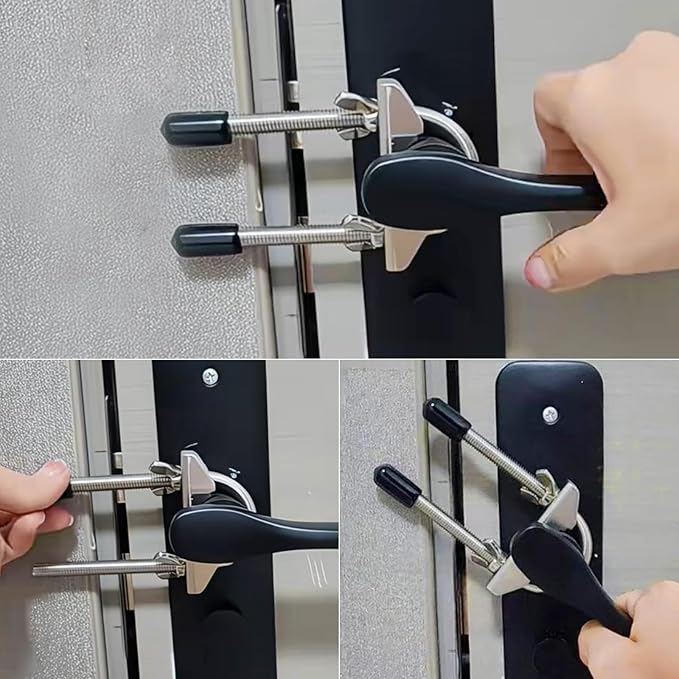 Portable Door Lock for Travel, Heavy Duty Security Lock for Outward Opening Doors, Adjustable Stainless Steel Safety Device for Hotel Room/Home/Apartmen