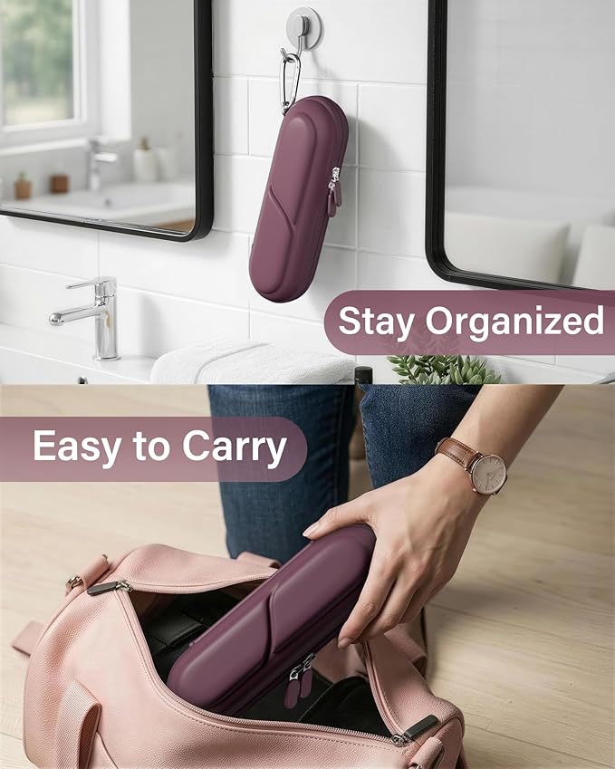 ProCase Toothbrush Travel Case for Oral-B/Oral-B Pro 1000 1500 5000 7000 7500 6000 9600/ Phlips Sonicare 4100 5100 1100 6100 5300 Oral-B iO Electric Toothbrush Portable Hard Container -Plum