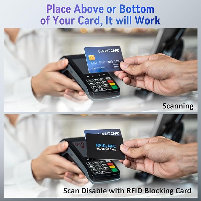 RFID Blocking Card,5Pack Contactless NFC Debit Credit Card Passport Protector blocker,One RFID Card Protects Entire Wallet, without adding bulk Black