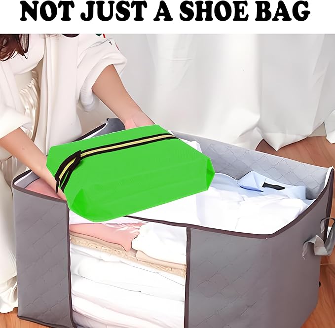 Shoe Bags for Travel, Large Capacity Waterproof Portable Shoe Bags with Zipper, Golf soccer cleats Shoe Bag, Multi-Functional Travel Shoe Pouch for Men & Women (Green)