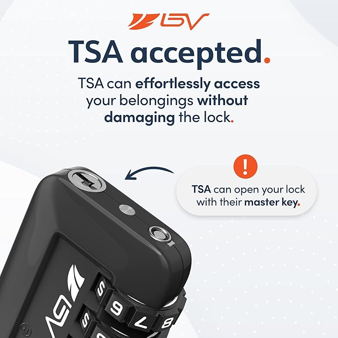 BV Black Combination Lock, TSA Approved, Resettable, 1000 Possibilities