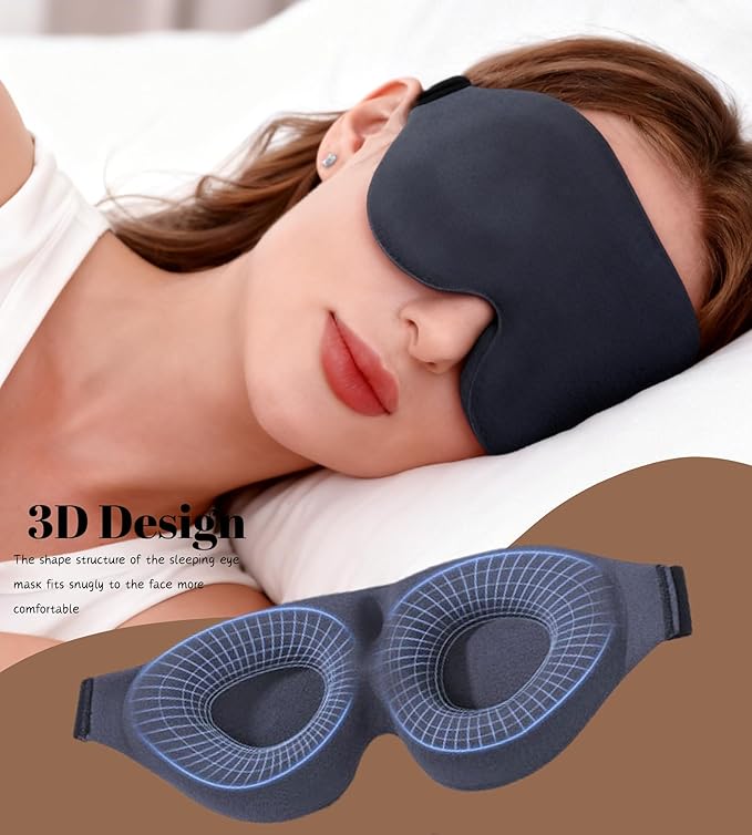 Sleep Mask for Women Men Comfortable Blockout Soft 3D Padded Eye Mask for Sleeping Side Sleeper Friendly Dark Grey