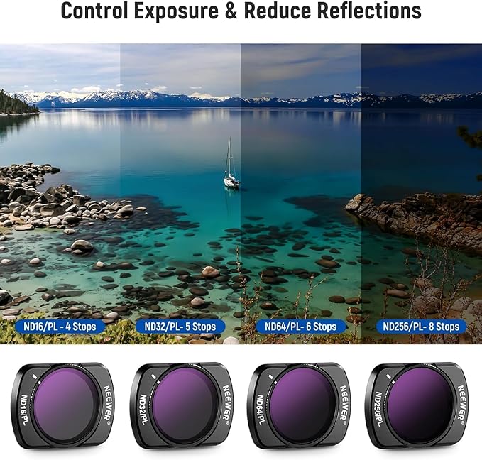 NEEWER Magnetic ND / CPL Filter Set Compatible with DJI OSMO Pocket 4 & Pocket 3 Creator Combo Accessories, Action Camera 6 Pack UV CPL Neutral Density ND16/PL ND32/PL ND64/PL ND256/PL Filters