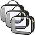 PACKISM TSA Approved Toiletry Bag 3 Medium, 3-1-1 Compliant Clear Makeup Bags with Handle, Quart Size Toiletry Bags Fit Carrv-on Travel Essentials, Water Resistant PVC, Black