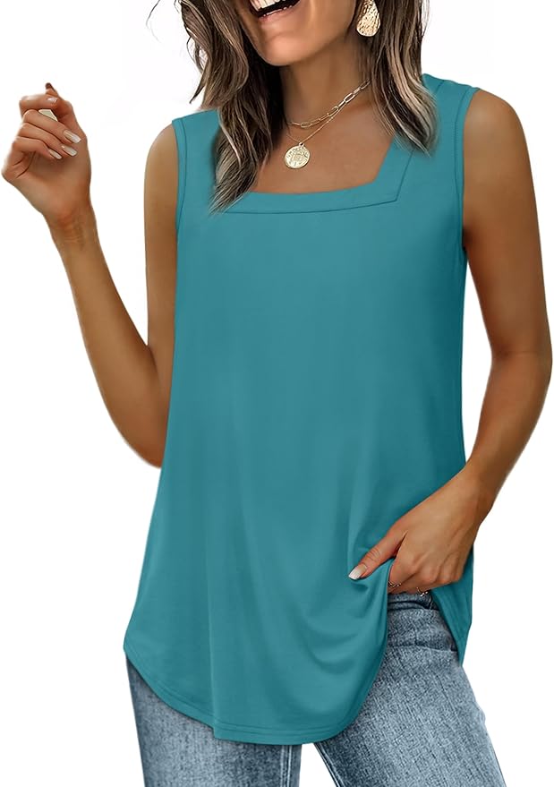 WIHOLL Women's Square Neck Tank Top