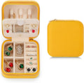 ZPROW Plush Velvet Travel Jewelry Case, Organizer, Box, Small Case for Women, Earring Organizer with Mirror, Best Gifts For Daughter, Girlfriend, Mom | Gifts For Her - Yellow