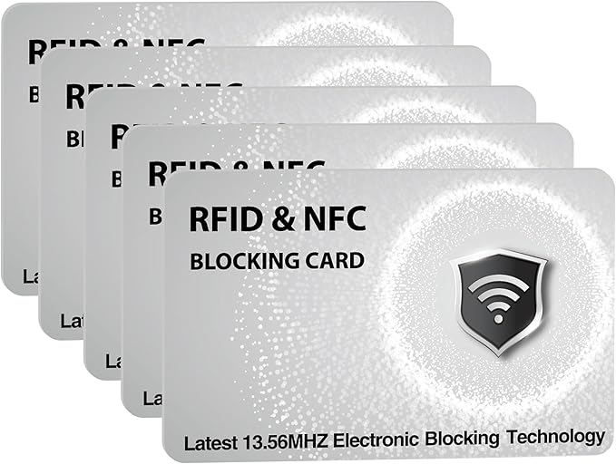 SaiTech IT 5 Pack RFID Blocking Cards Protect Your Entire Wallet, Purse, and Cards from NFC Contactless Theft Wallet for Men & Women - Silver (5 Pcs Silver)