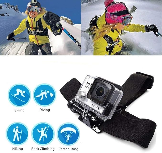Head Mount Strap Chest Strap Mount Compatible with Gopro Hero 13 12 11 10 9 8/AKASO EK7000 Brave 4 7LE/DJI Osmo Action 5 Pro/ODDV/Hiicam/Apexcam Action Camera
