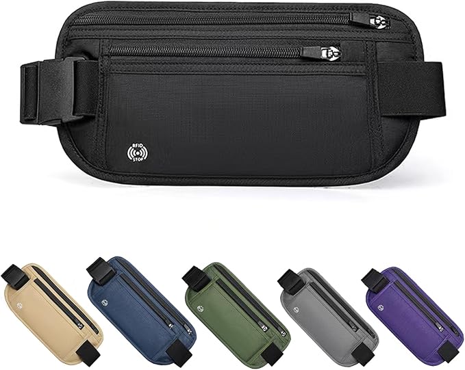 Black Hidden Money Belt for Travel for Men, Waist Wallet Anti Theft, RFID Passport Holder For Travel Men Or Women, Money Pouch, RFID Passport Holder(Black1)
