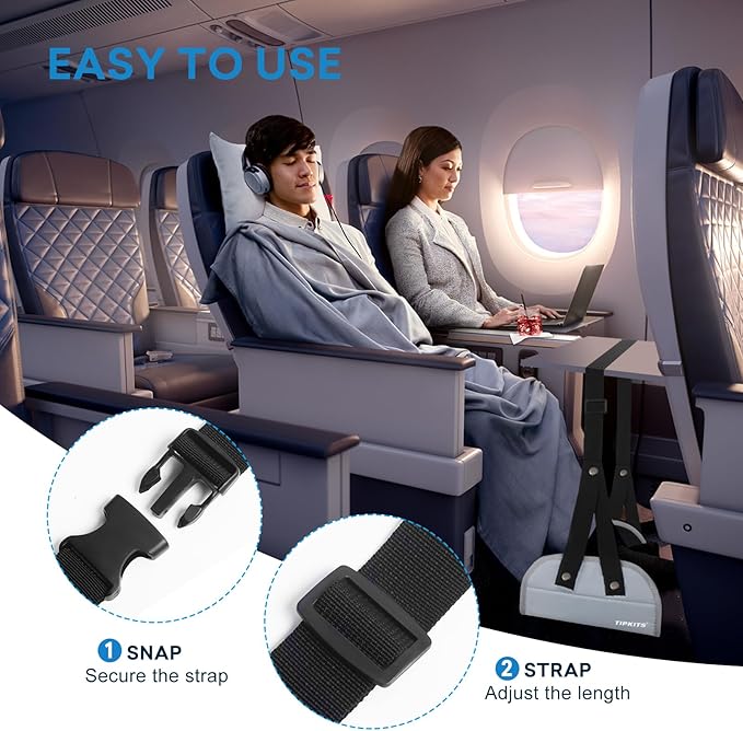 2 Pack Foot Hammock for Plane Travel with Comfortable No Clashing Base, Portable Foot Rest Made with Premium Memory Foam, Airplane Footrest Travel Essentials to Relax Your Feet