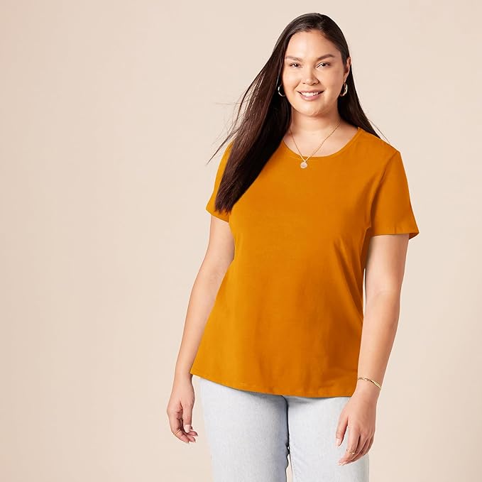 Amazon Essentials Women's Regular-Fit Short-Sleeve T-Shirt (Crewneck and V-Neck Options), Multipacks