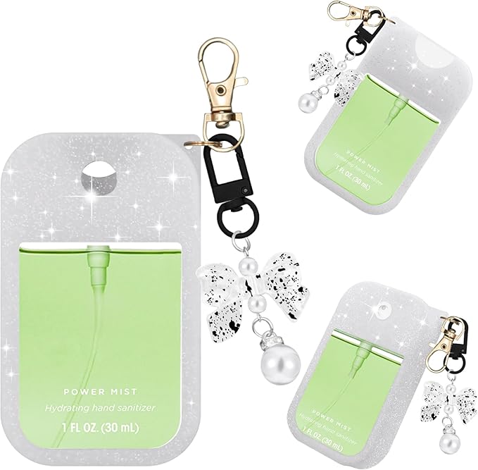 Silicone Case Compatible with Touchland Hand Sanitizer Spray Mist 1 oz with Bow Keychain