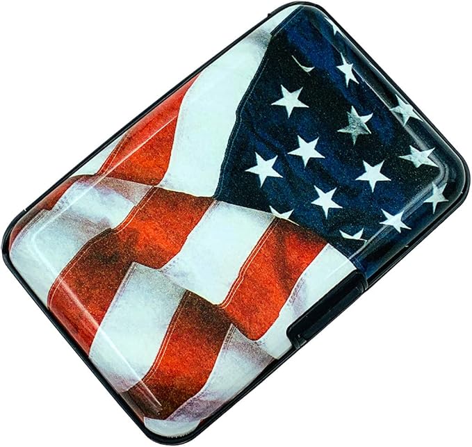 BFL RFID Credit Card Holder for Women or Men, Theft Proof Credit Card Holder, Slim Design Fits in Pocket (Flag)