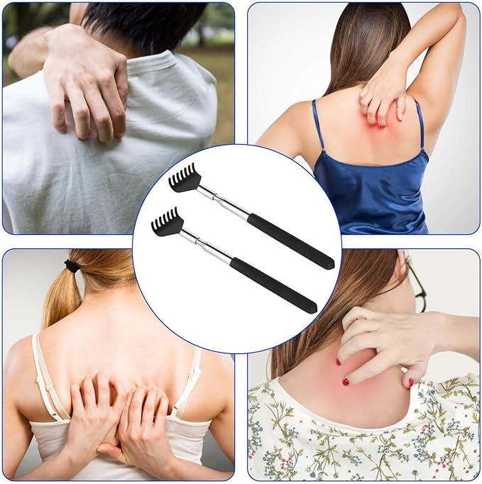 Kuvvfe 2 Pack Portable Extendable Back Scratcher, Stainless Steel Telescoping Back Scratcher with Beautiful Present Packaging