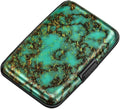 ELFISH Mini RFID Aluminum Wallet Credit Cards Holder Business Card Case Metal ID Case for Men Women（Verdant