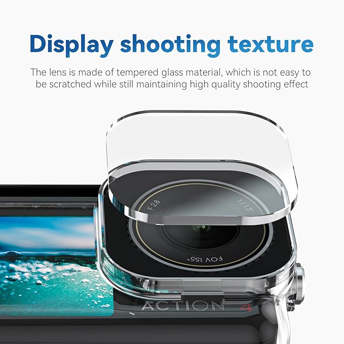 TELESIN Waterproof Case for DJI Action 5 Pro Action 4/3 Camera, with Anti-Fog Underwater Housing Shell Cage Supports 60M/196FT Deep Diving Scuba Snorkeling Swimming with Quick Release Screw