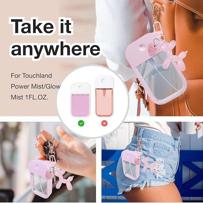 Silicone Case Compatible with Touchland Hand Sanitizer Spray, Protective Case for Power Mist and Glow Mist 1 fl oz