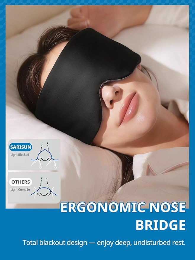 SARISUN Sleep Mask,Eye Masks for Sleeping,for Women/Men/Nap/Travel/Yoga, Dual-Side Blackout Eye Covers for Side Sleeper,No Strap Desigh,Adjustable Band,Pressure-Free,Wrapped Around Pink