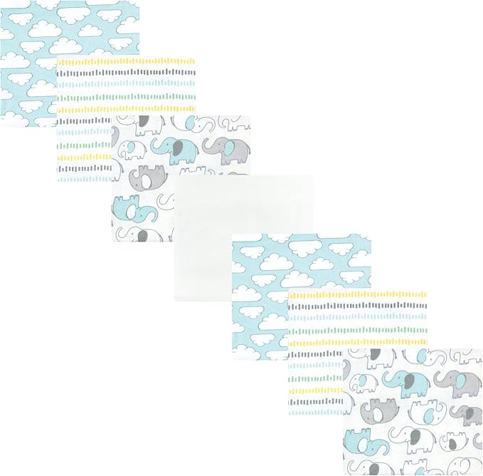 Hudson Baby Unisex Baby Cotton Flannel Receiving Blankets Bundle, Neutral New Elephant, One Size