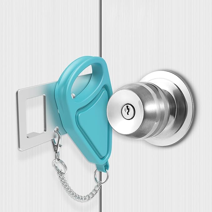 Sturdy Portable Door Lock Teal -2 Pack Door Locks for Additional Privacy and Safety in Hotel, Apartment,and Prevent Unauthorized Entry for Family Trip or Traveling Alone Home Dorms
