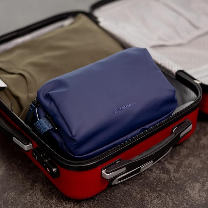 Carrywell (Not Made In China) Toiletry Bag For Men, Shaving Kit, Travel Organizer Dopp Kit, Interior Compartments and Pockets For Toiletries and Accessories, Blue