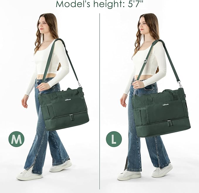 ETRONIK Gym Bag for Women, 45L Carry On Travel Duffel Bag with Shoes Compartment, Weekender Overnight Bag with Wet Pocket for Women, Travel, Gym, Weekend, Large Size