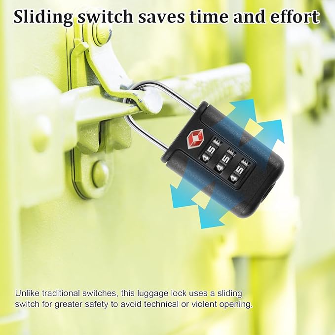 3Pcs TSA Approved Luggage Locks 3 Digit Travel Combination Portable Small Padlocks Stainless Steel TSA Accepted Toolbox Locks for Travel Bag Suitcase Lockers