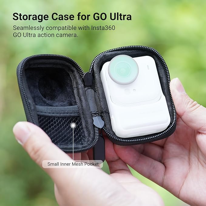 NEEWER Storage Case Compatible with Insta360 GO Ultra, Protective Portable Travel PU Hard Shell Carrying Bag with Mesh Pocket & Carabiner, Action Camera Accessories, AC042