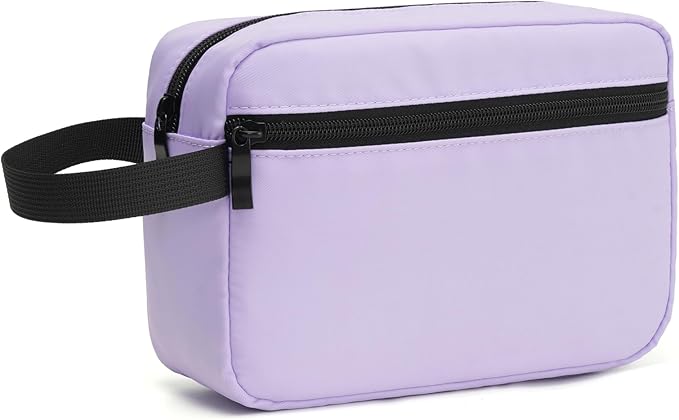 Travel Toiletry Bag, Small Cosmetic Bag, Hanging Water-Resistant Organizer for Men & Women, Ideal for Makeup, Shaving Kit, Gym Essentials & Travel Accessories (Lavender)