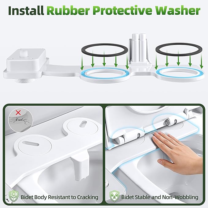 SAMODRA Bidet Attachment, Non-Electric Cold Water Bidet Toilet Seat Attachment with Pressure Controls, Retractable Self-Cleaning Dual Nozzles for Frontal & Rear Wash - White