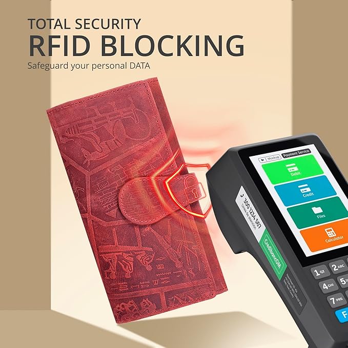 Real Leather Women Wallet Leather with RFID Blocking -Trifold Card Holder Designer Ladies Clutch with ID Window Wallets
