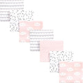 Hudson Baby Unisex Baby Cotton Flannel Receiving Blankets Bundle, Pink Clouds, One Size