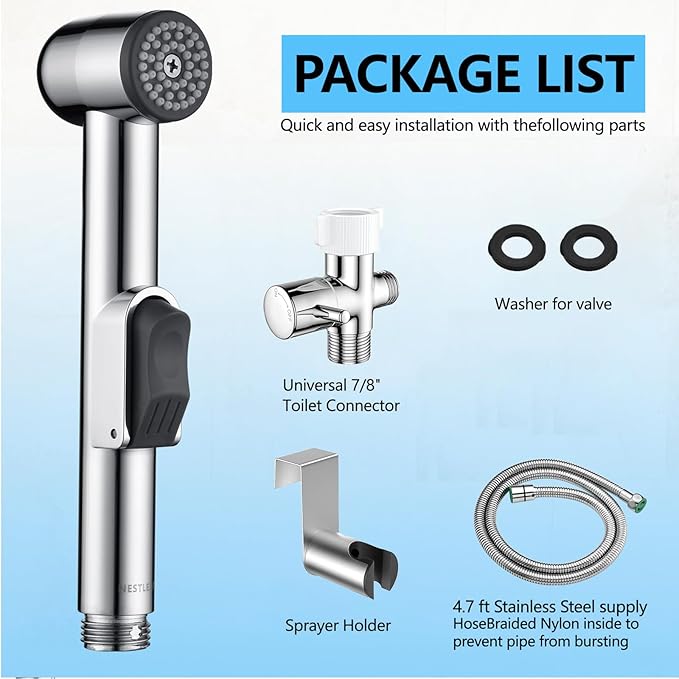 Handheld Bidet Sprayer for Toilet - Durable ABS Bathroom Jet for Feminine Hygiene, Baby Cloth Diaper Washer & Pet Bathing - Lightweight Toilet Attachment with Hose, Easy DIY Installation