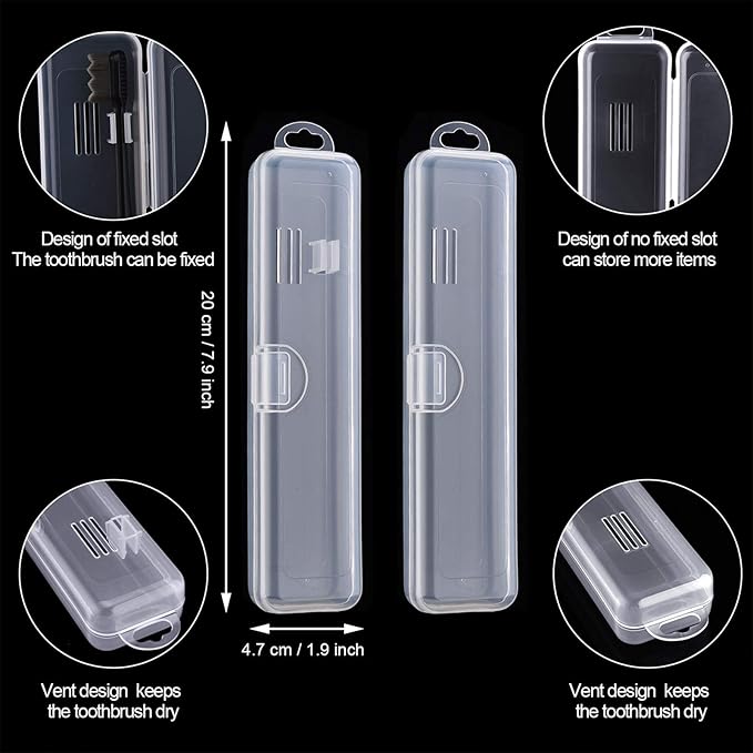 5 Pieces Portable Travel Toothbrush Case, Travel Toothbrush Holder Hard Plastic Dust-Proof Toothbrush Container Toothpaste Box Holder for Travel Use (Clear)