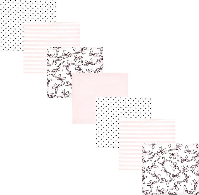 Hudson Baby Unisex Baby Cotton Flannel Receiving Blankets Bundle, Pink Bows, One Size