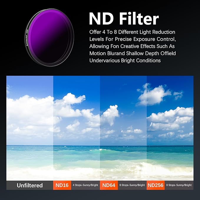 AMAZEAR ND Filters Kit for DJI OSMO Action 6 Accessories (3 Pack), Action6 ND16 ND64 ND256 Optical Glass Pro Lens Filters with Multi Coating for Cinematic Motion Blur and Light Reduction