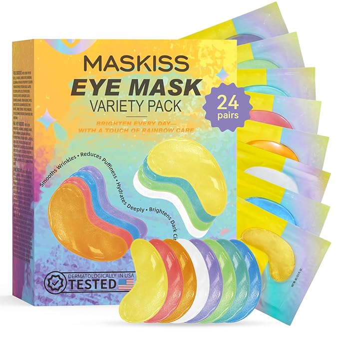 Maskiss Under Eye Patches Variety Pack (24 Pairs), Mothers Day Gifts for Mom, Eye Masks for Dark Circles Puffy Eyes With 8 Colors (3 Pairs/Color), Vegan Skin Care Gifts for Women
