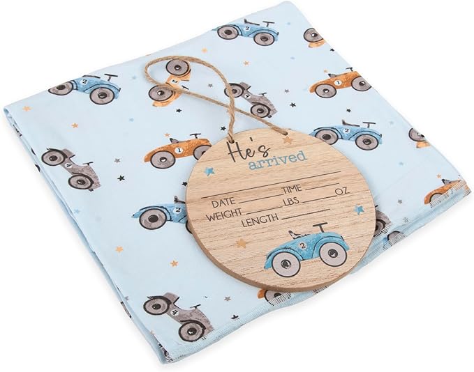 Newborn Baby 4 Piece Coming Home Outfit Gift Set – Footie Sleeper, Blanket, Headband & Ornament for Boys & Girls