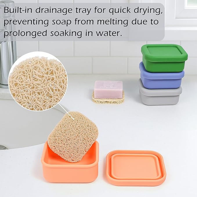 AIDIMMING Shampoo Bar Holder for Travel - 100% Leakproof Portable Soap Case for Shampoo,3.7oz Dove Soap Bar - for Travelers & Gym, Camping, Airplane Essentials (Orange)