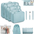 11 Set Packing Cubes for Travel,Gifts for Women Mom,Anti-Tearing Suitcase Organizer for Luggage with Shoe & Hanging Toiletry Bag, Toiletries Travel Bottles, 3 Portable Toothbrush Cases, Blue